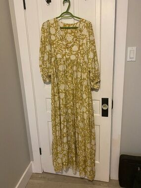 Olive Green Floral Maxi Dress -